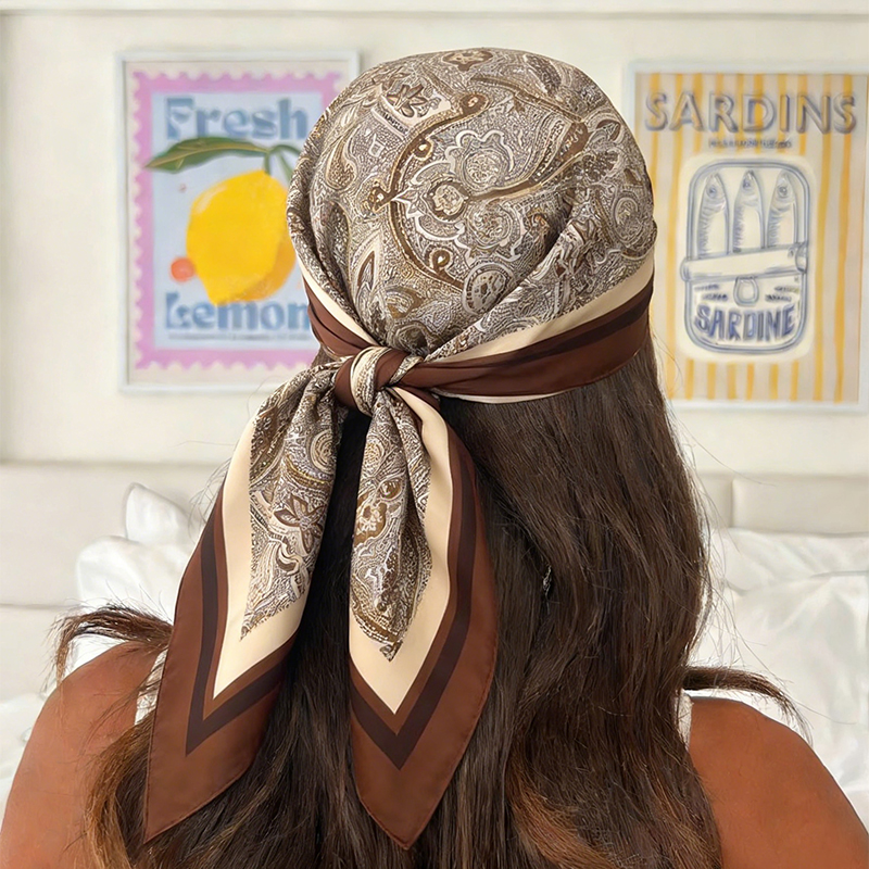 Face Scarf Mask - Luxury Women Silk Square Scarf Floral