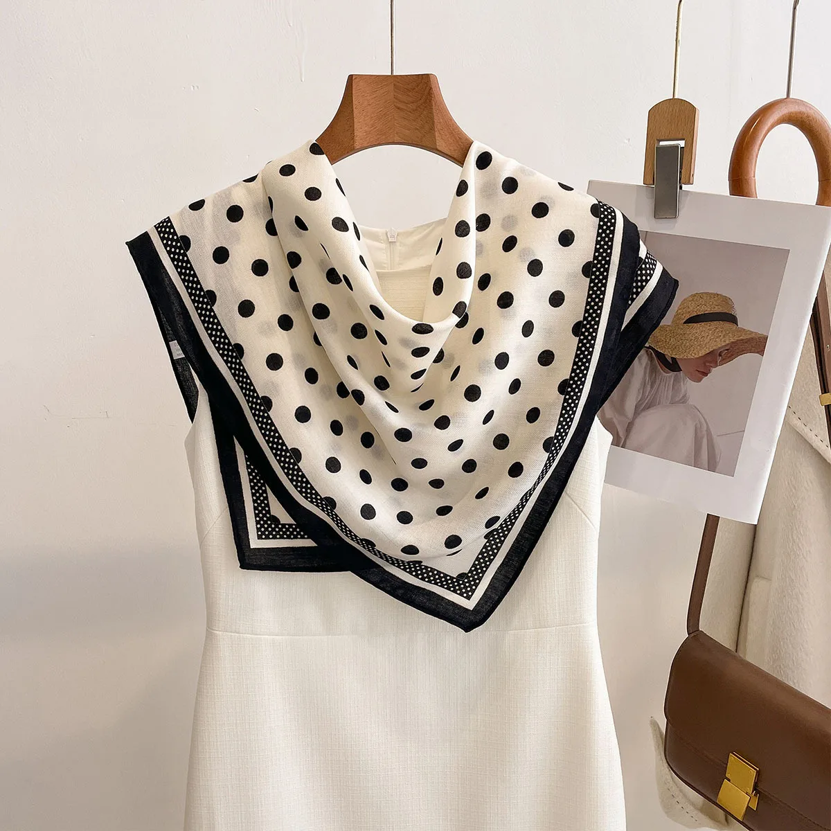 Luxury Polka Dot Printed Squar - Face Scarf Mask ulasan dan harga
