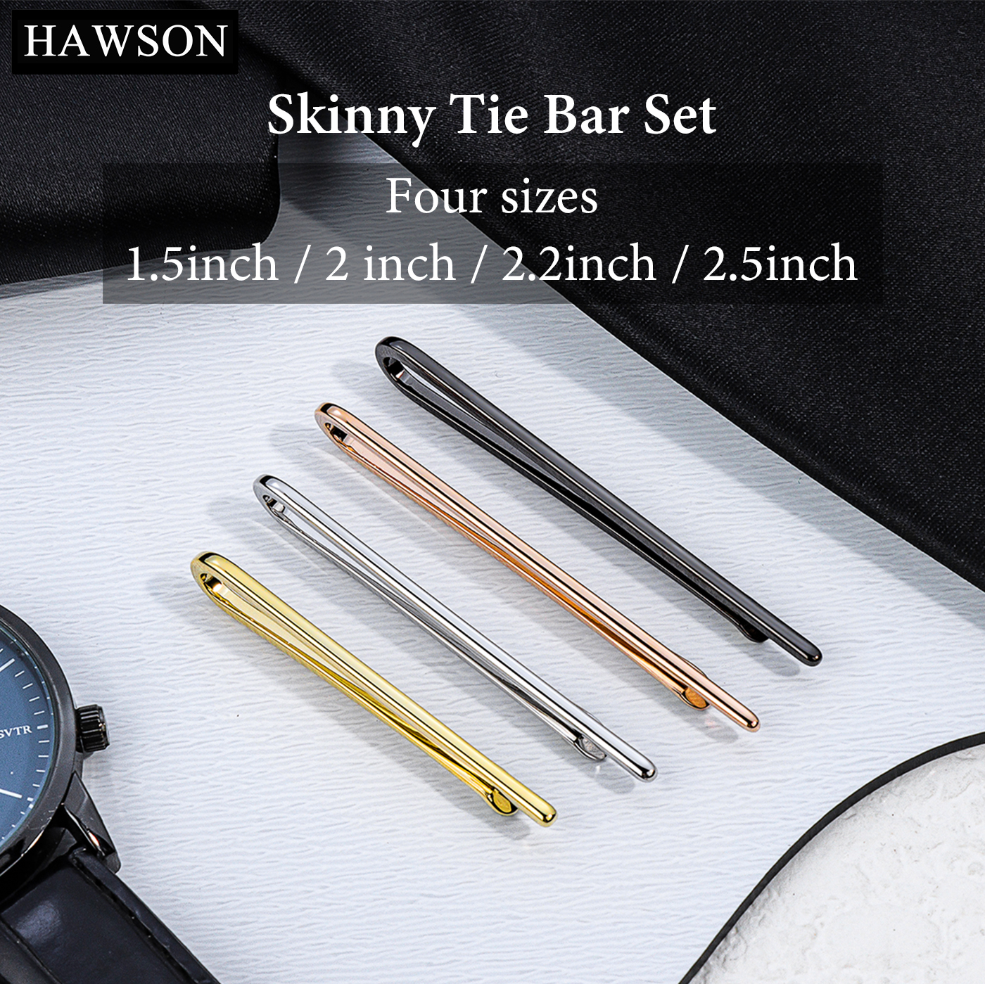 HAWSON Tie Clips for Men 4Pcs  - Tie Bar Set Gift ulasan dan harga