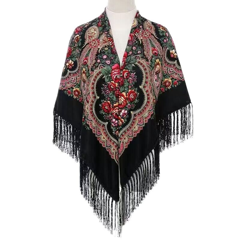 130*130cm Ethnic Printed Squar - Woven Scarf Blanket ulasan dan harga