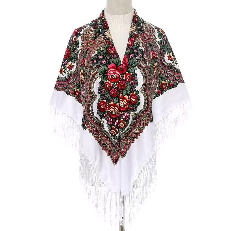 130*130cm Ethnic Printed Squar - Woven Scarf Blanket ulasan dan harga