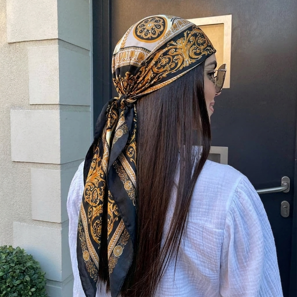 Silk Shawl Satin Square Scarf  - Face Scarf Mask ulasan dan harga