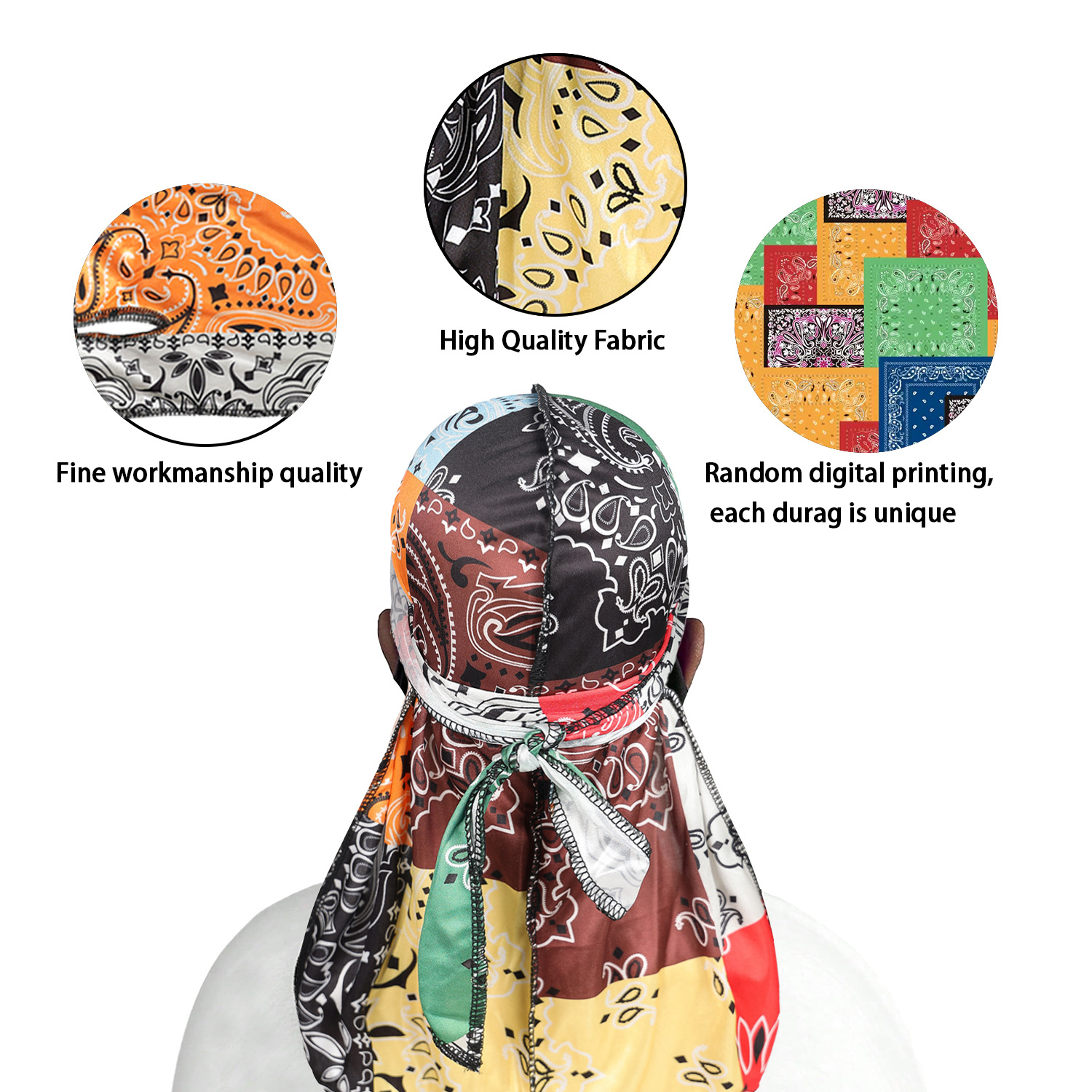 Paisley Printing Silky Durags  - Bandana Doo Rag ulasan dan harga