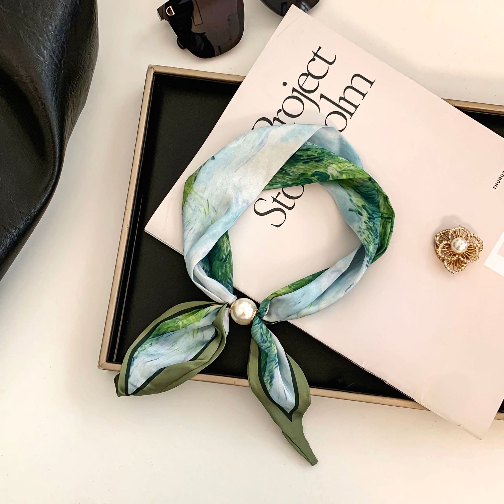 Cashew Flower Silk Scarf Effor - Silk Neck Scarf ulasan dan harga