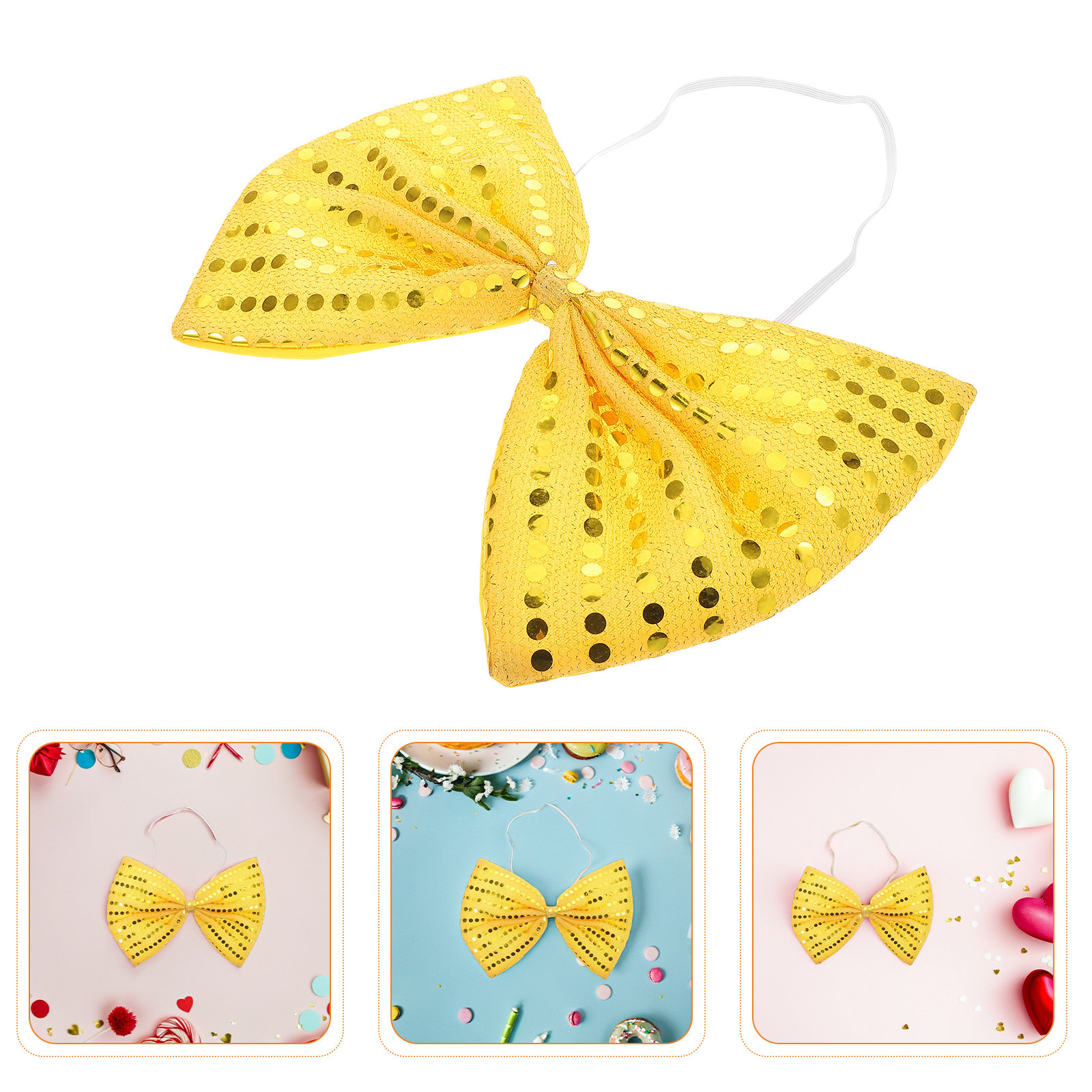 2Pcs Gold Sequin Bow Tie Overs - Bow Tie Pre Tied ulasan dan harga