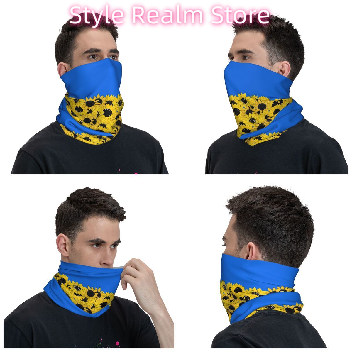 Blue Sunflower Printed Winter  - Neck Warmer Tube ulasan dan harga