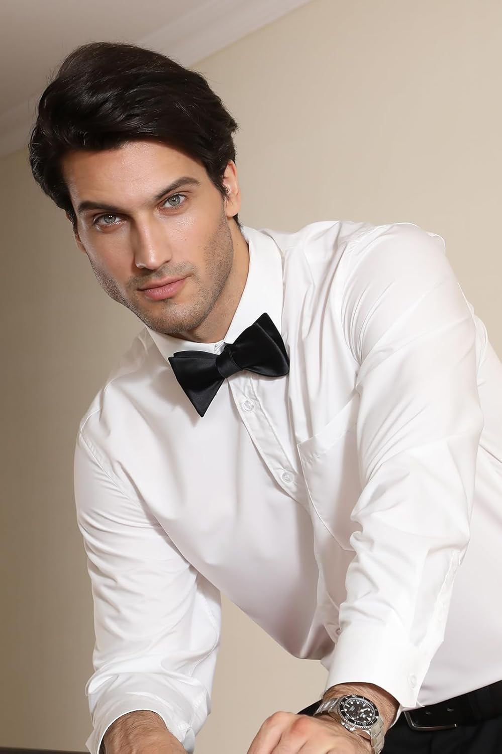 Solid Color Self Tie Bow Tie & - Pocket Square Set ulasan dan harga