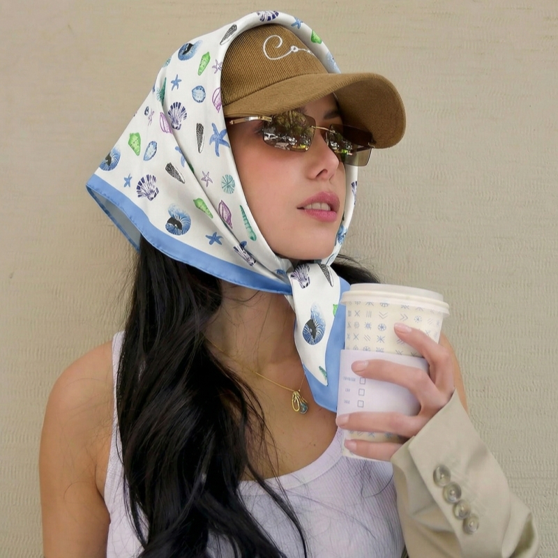 Women Silk Feeling Square Scar - Face Scarf Mask ulasan dan harga
