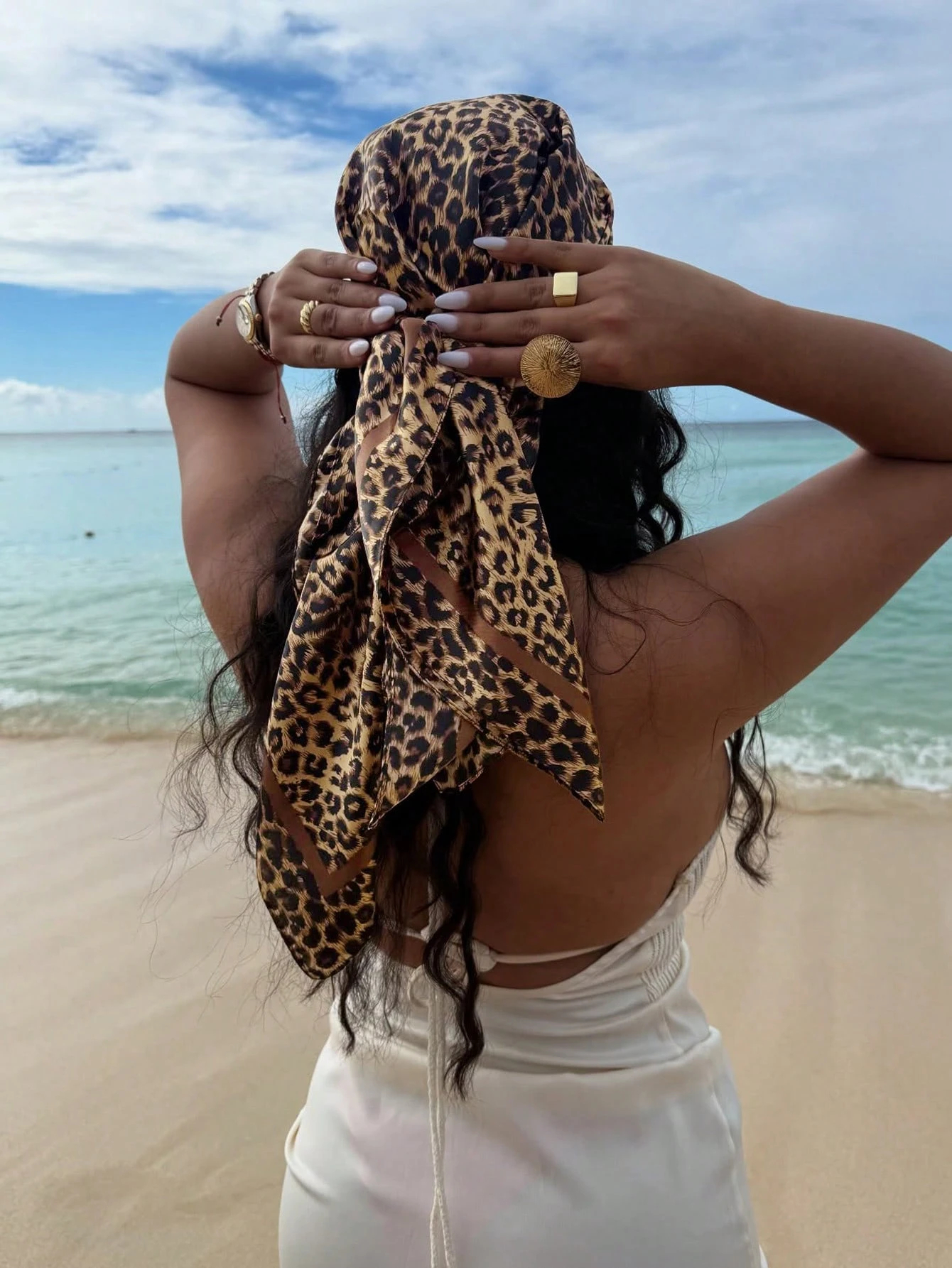 90cm Leopard Print Neckerchief - Face Scarf Mask ulasan dan harga