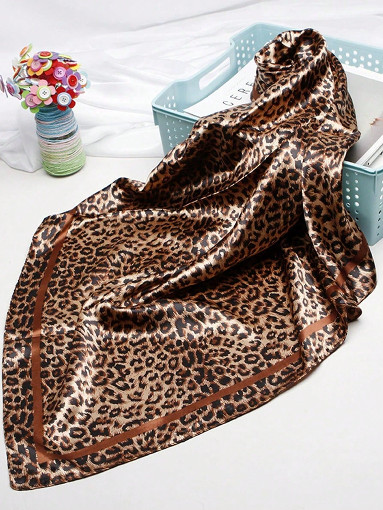 90cm Leopard Print Neckerchief - Face Scarf Mask ulasan dan harga