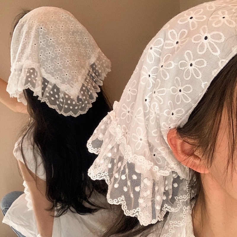 Retro  Lace Triangle Headscarf - Bandana Cotton ulasan dan harga