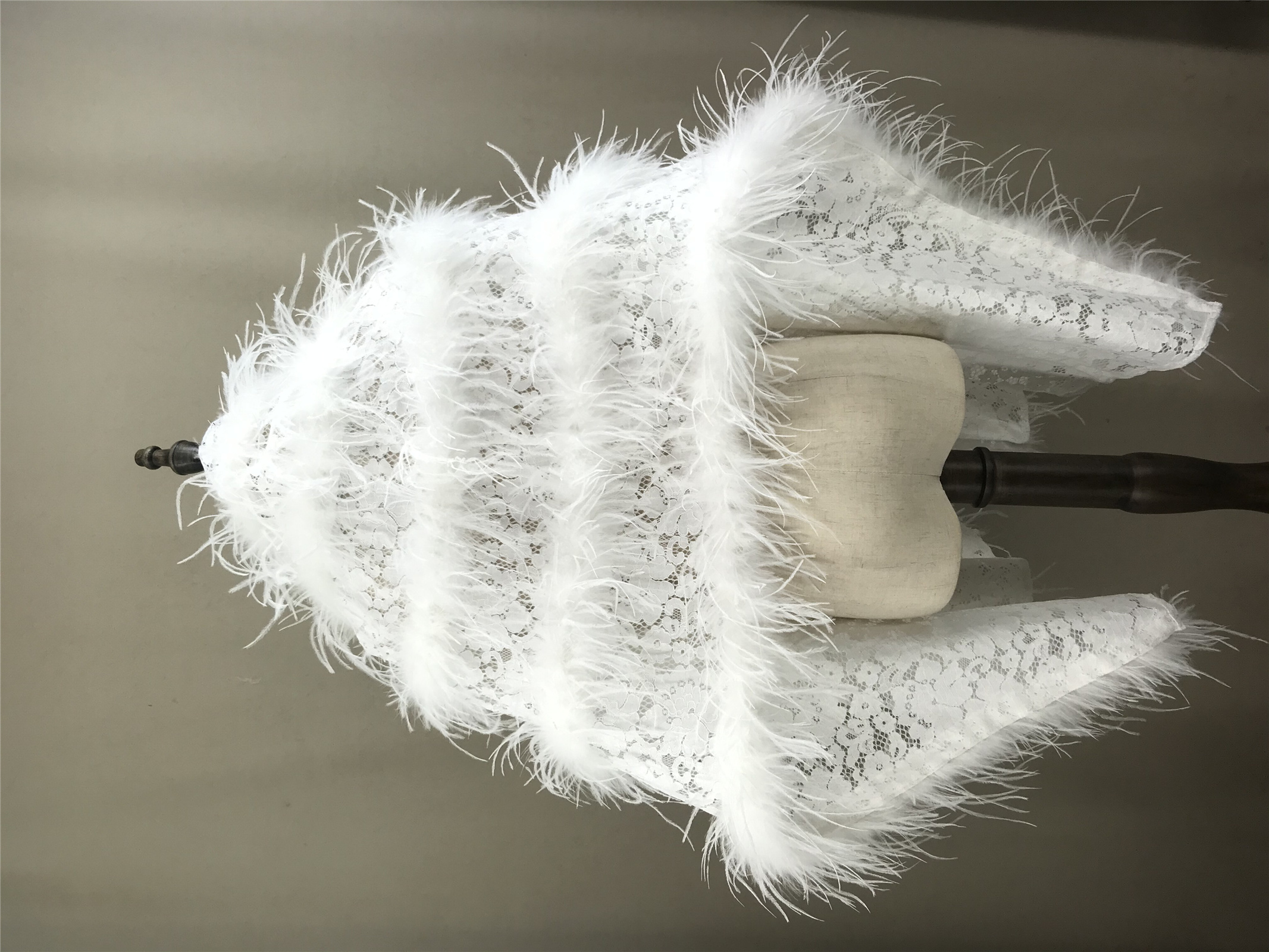 Real Ostrich Feather Lace Shaw - Stole Wedding Shawl ulasan dan harga
