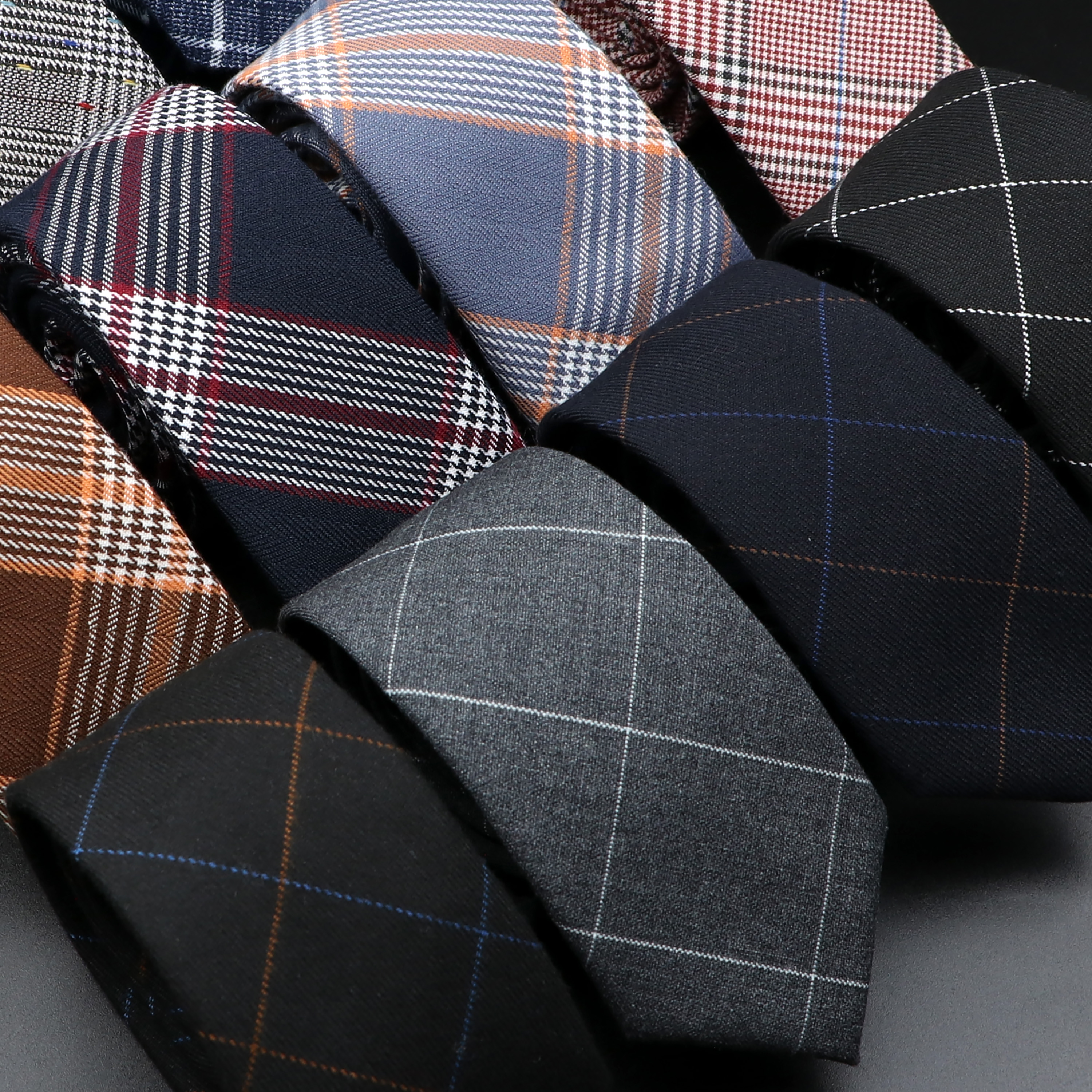 Classic Black Grey Plaid Cotto - Skinny Tie Men ulasan dan harga