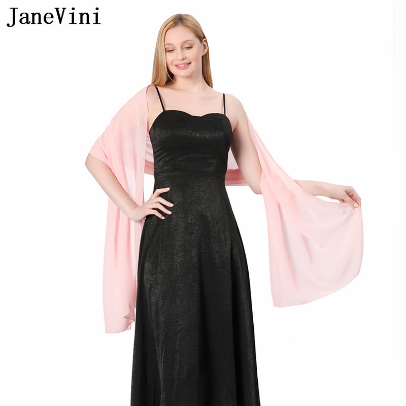 JaneVini Elegant Pink Chiffon  - Stole Wedding Shawl ulasan dan harga