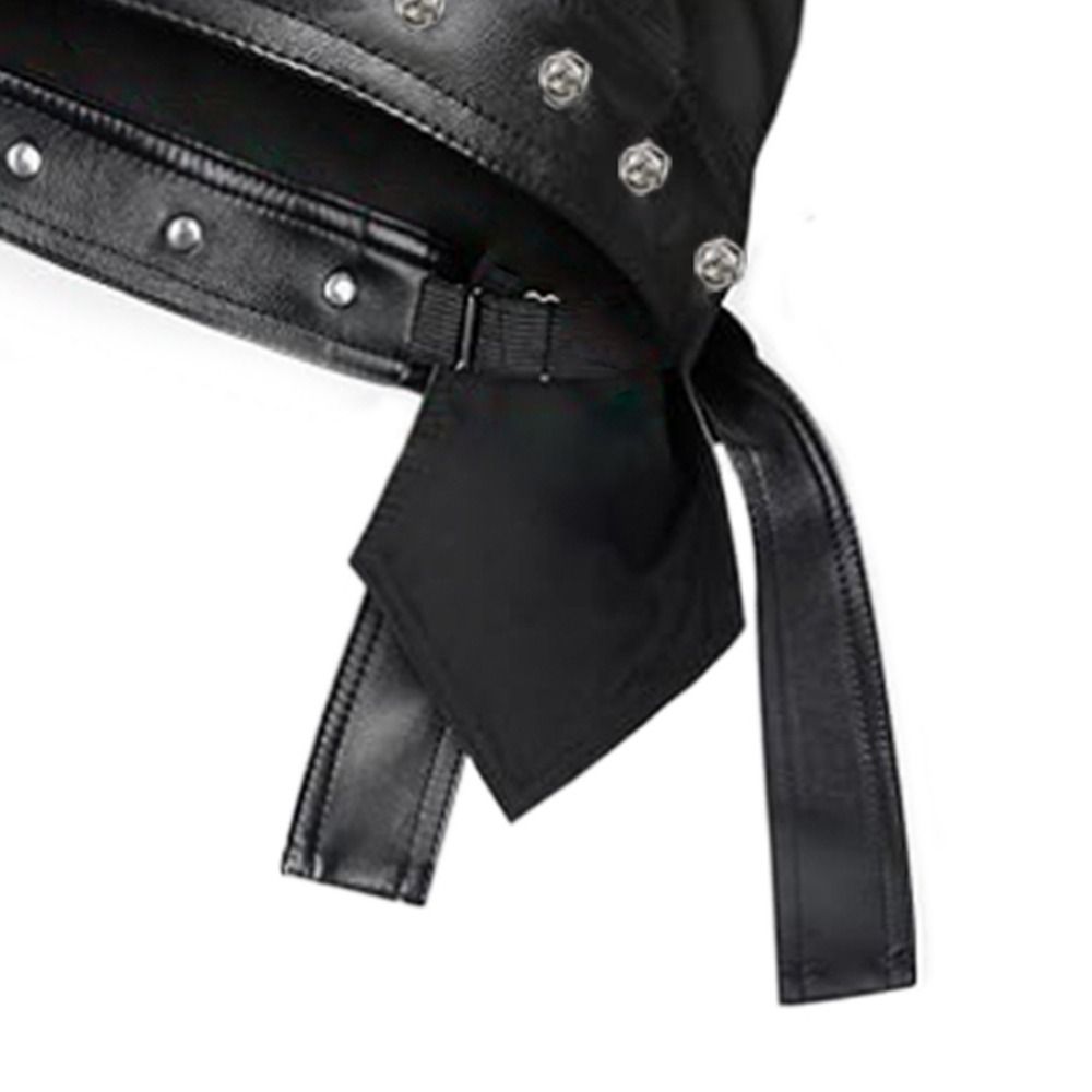 PU Leather Black Biker Cap Adj - Bandana Doo Rag ulasan dan harga