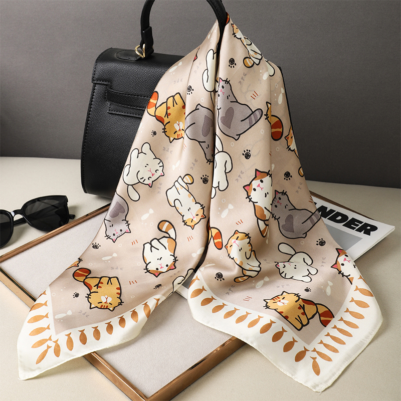 Luxury Silk Shawl Fat Cat Squa - Face Scarf Mask ulasan dan harga