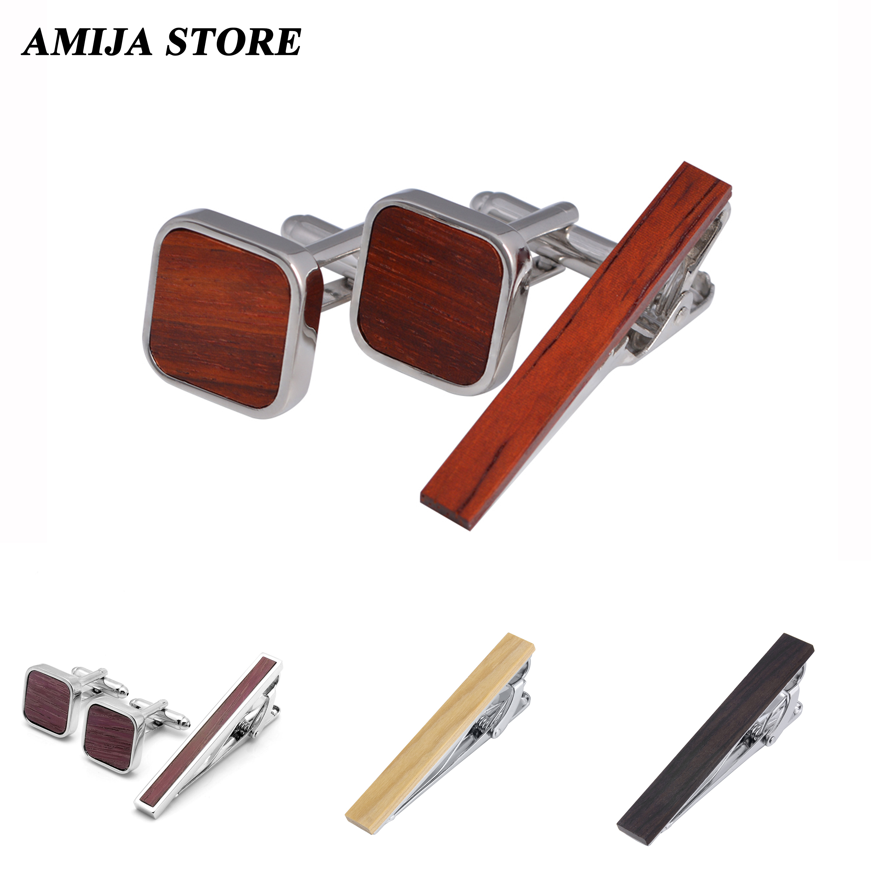 High Quality Wooden Cufflinks  - Tie Bar Set Gift ulasan dan harga