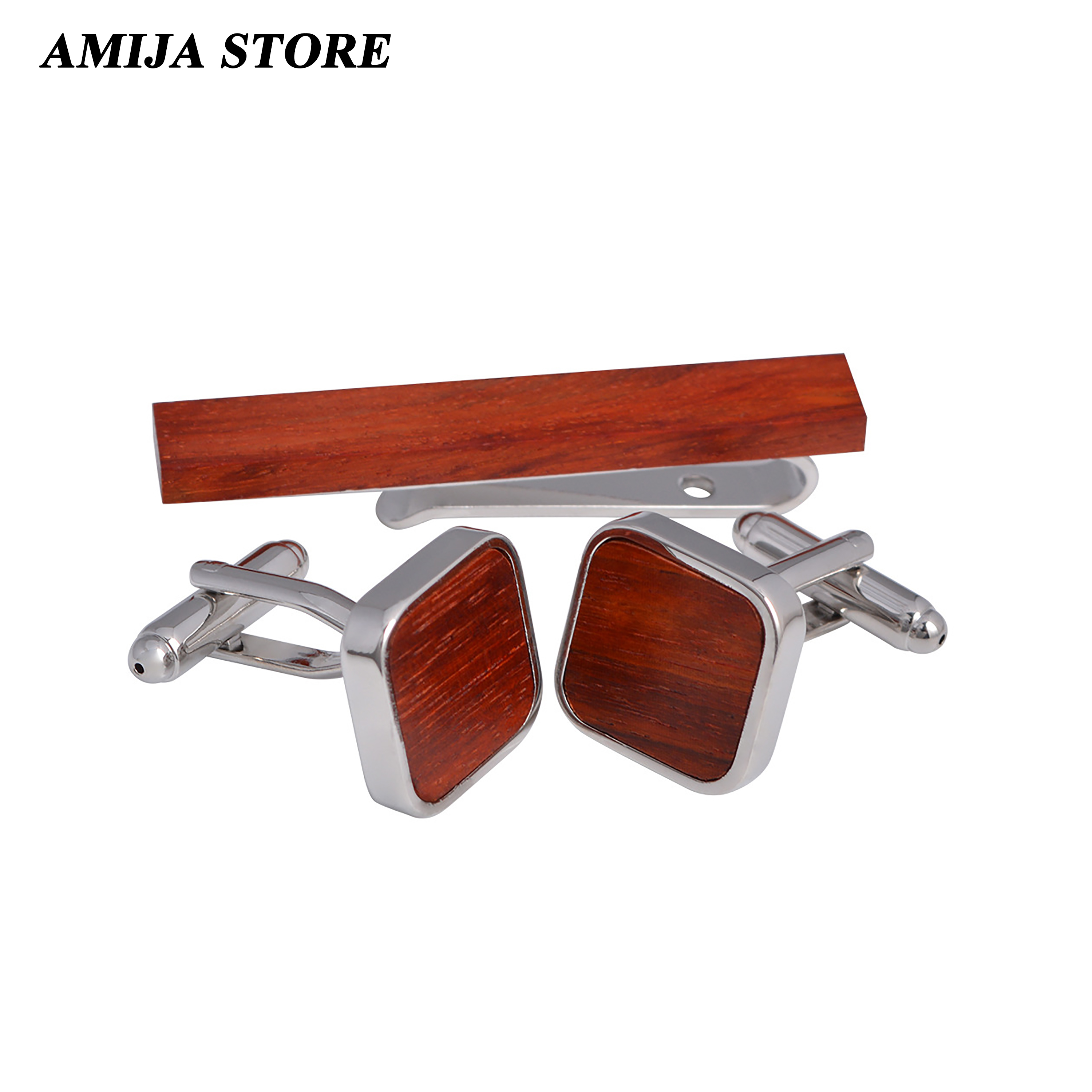 High Quality Wooden Cufflinks  - Tie Bar Set Gift ulasan dan harga