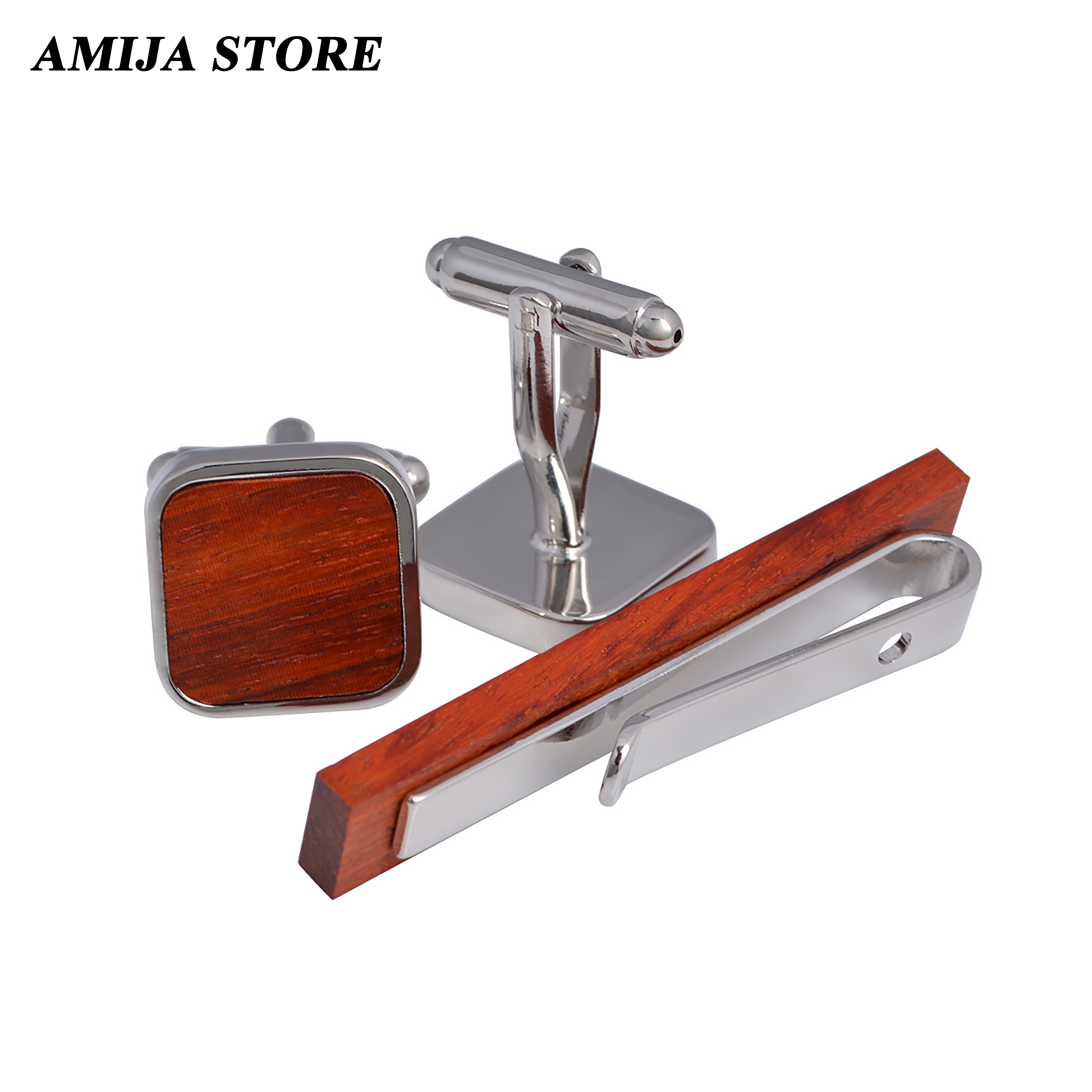 High Quality Wooden Cufflinks  - Tie Bar Set Gift ulasan dan harga