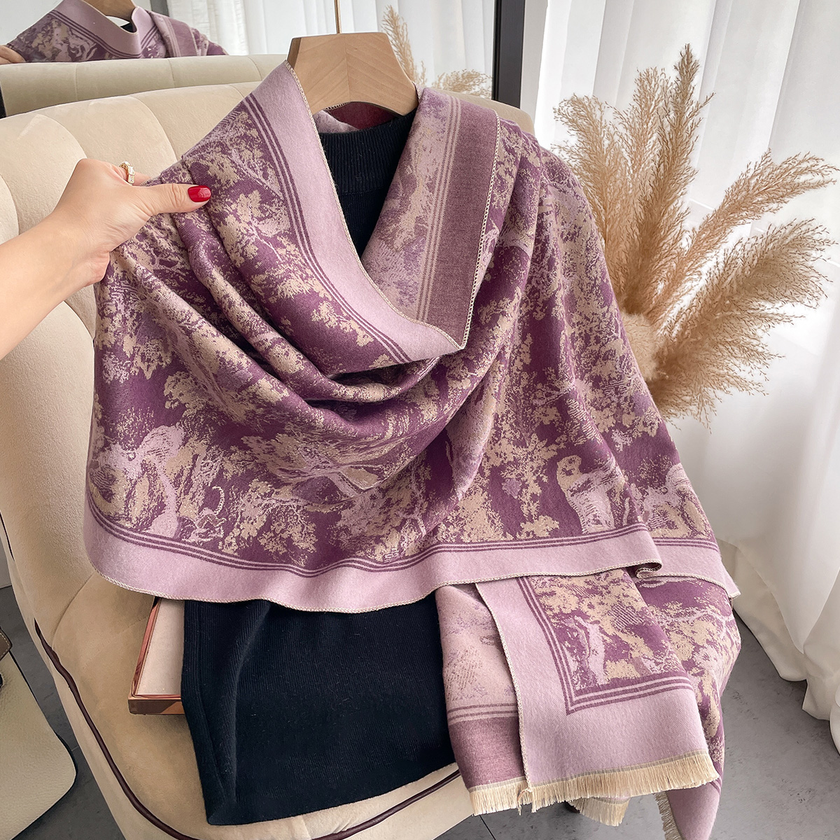 Luxury Winter Cashmere Scarf W - Woven Scarf Blanket ulasan dan harga
