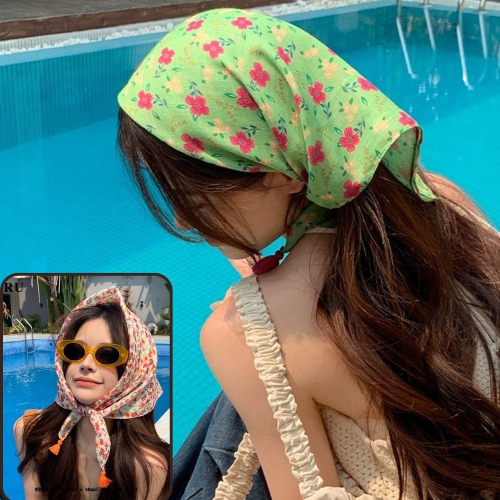 Summer Scarf Colorful Flower P - Bandana Cotton ulasan dan harga