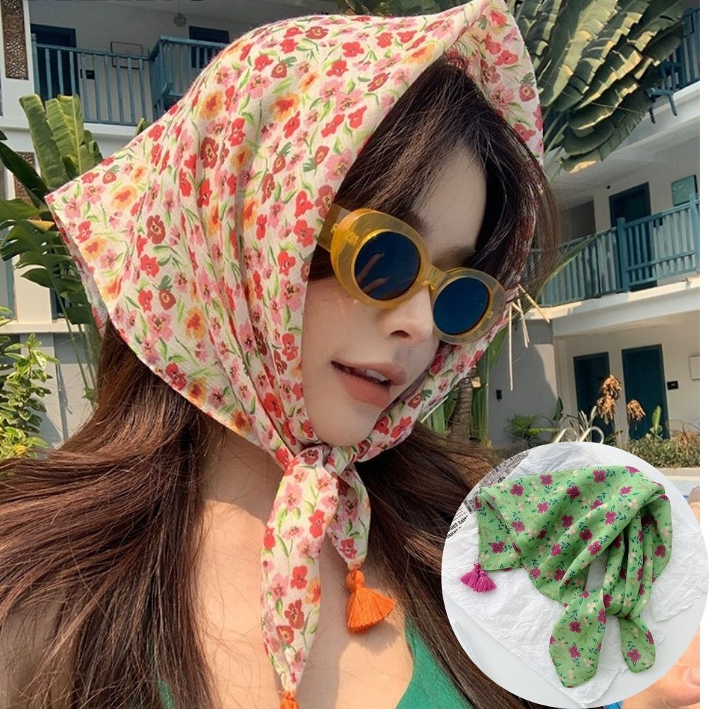 Summer Scarf Colorful Flower P - Bandana Cotton ulasan dan harga