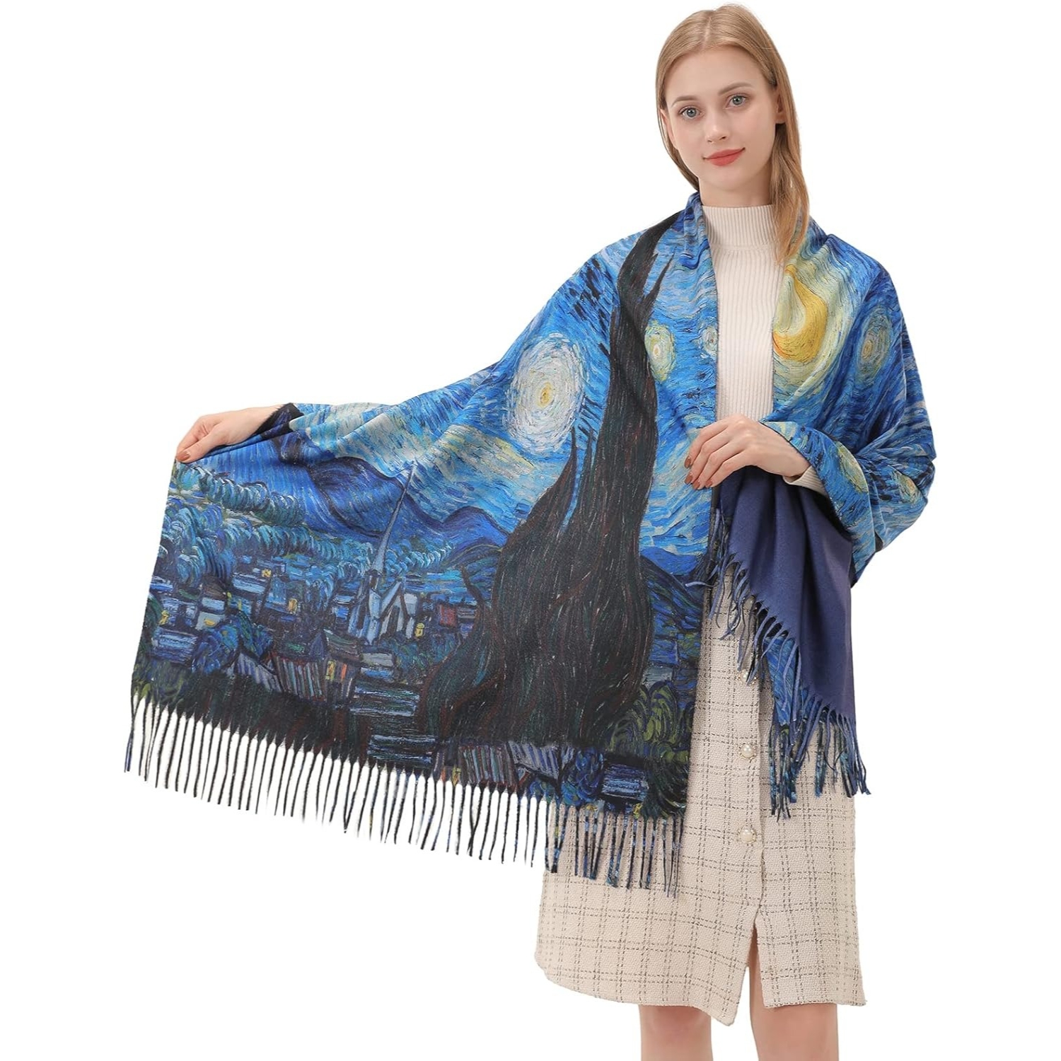 Star Sky Vintage Oil Painting  - Pashmina Wrap Large ulasan dan harga
