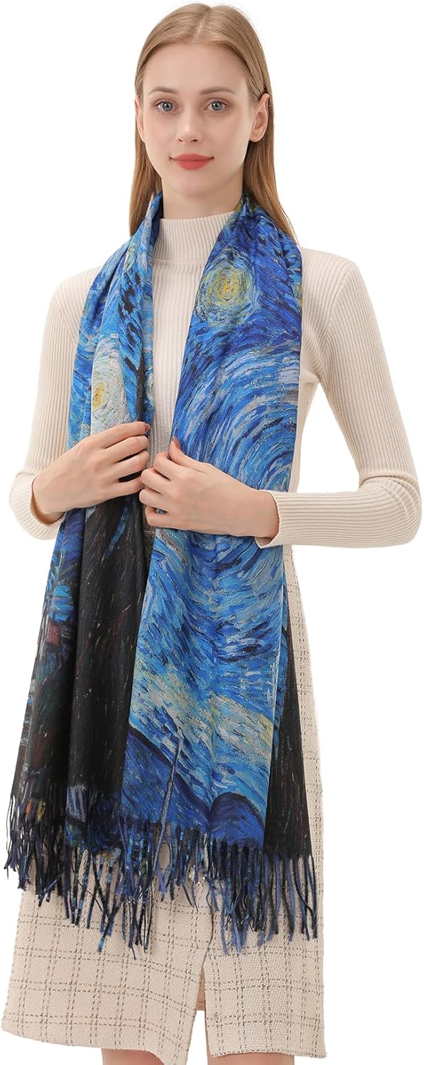 Star Sky Vintage Oil Painting  - Pashmina Wrap Large ulasan dan harga