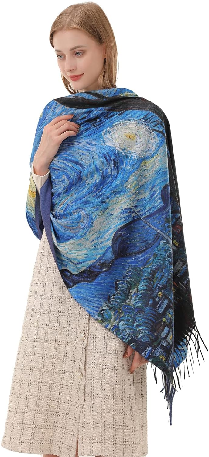 Star Sky Vintage Oil Painting  - Pashmina Wrap Large ulasan dan harga