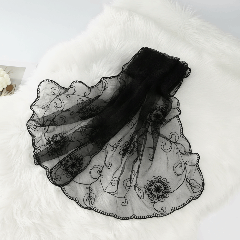 Lace Scarf Embroidered Floral  - Stole Wedding Shawl ulasan dan harga